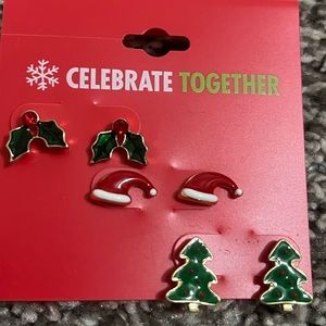 Celebrate Together Christmas Themed Post Earrings (3 pair) & Set of 3 Bobby-pins
